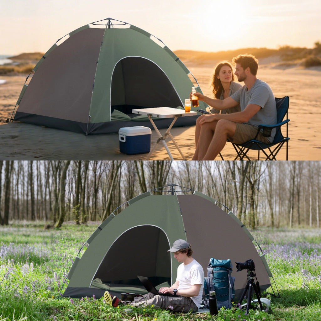 Tenda da Campeggio 2 Posti ¨C zephmum ¨C Grigio 210x210x135 cm