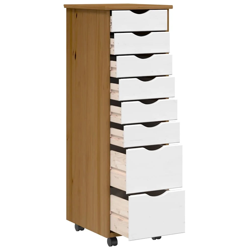 Mobiletto portaoggetti con ruote di grande capacità 34 x 39 x 103 cm in legno di pino color miele 02_0057656