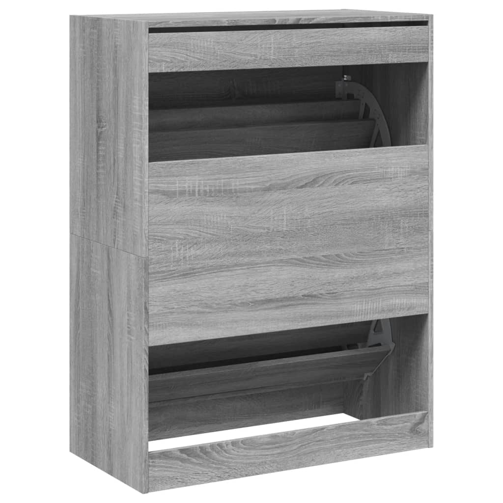 Scarpiera mobile contenitore per scarpe mobile per ingresso/corridoio/soggiorno 2 cassetti a ribalta grigio Sonoma 02_0021347
