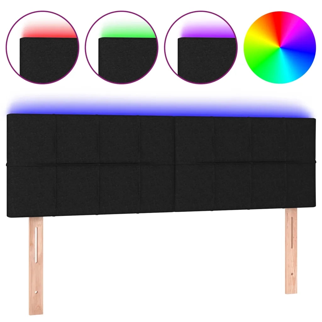 Testiera a LED-Testata con LED Nera 144x5x78/88 cm in Tessuto 620239