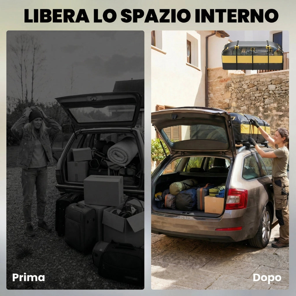Portabagagli da Tetto 595 Litri Impermeabile, Borsa per Auto, Giallo