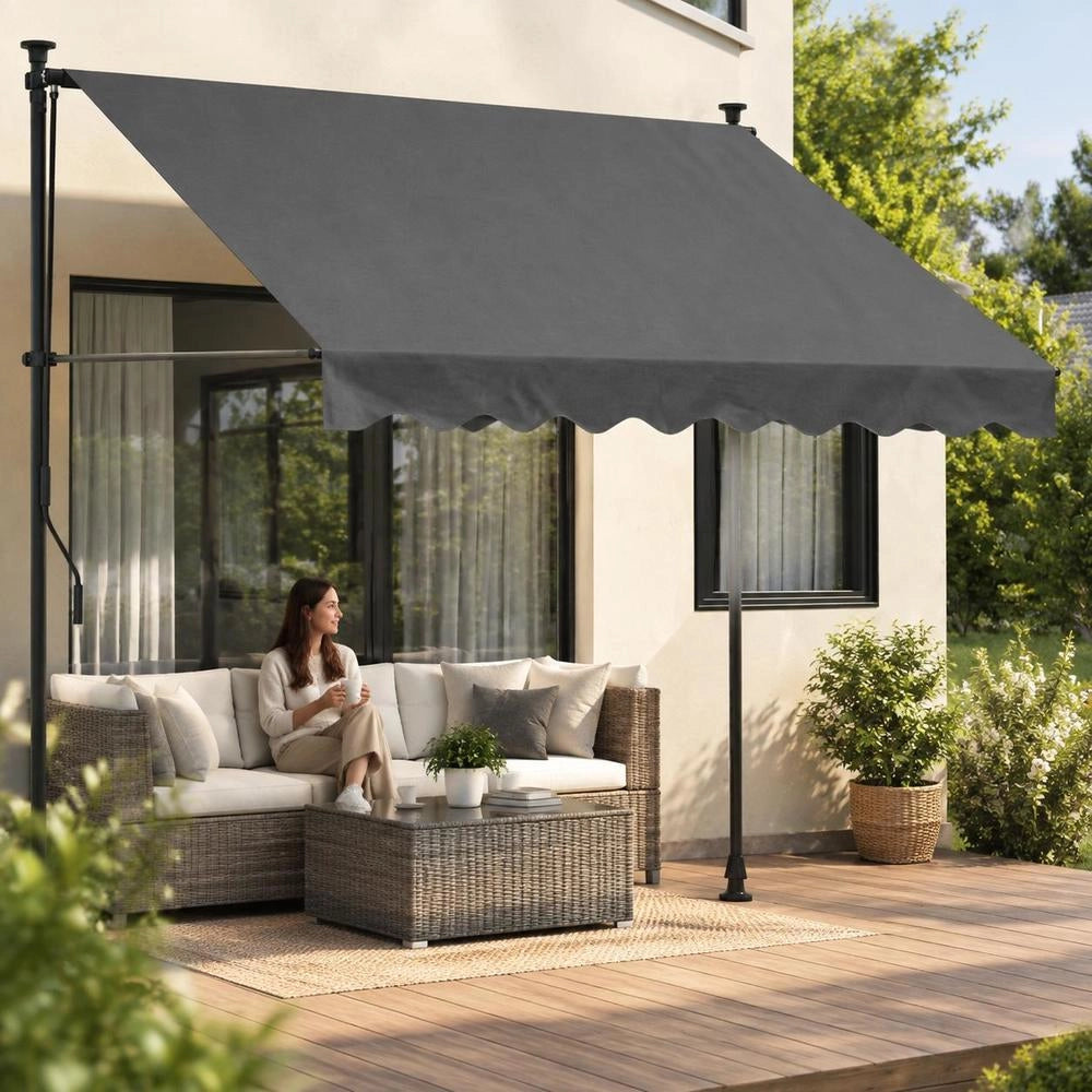 Retractable Awning, Anthracite, 200x150 Cm, Fabric And Steel