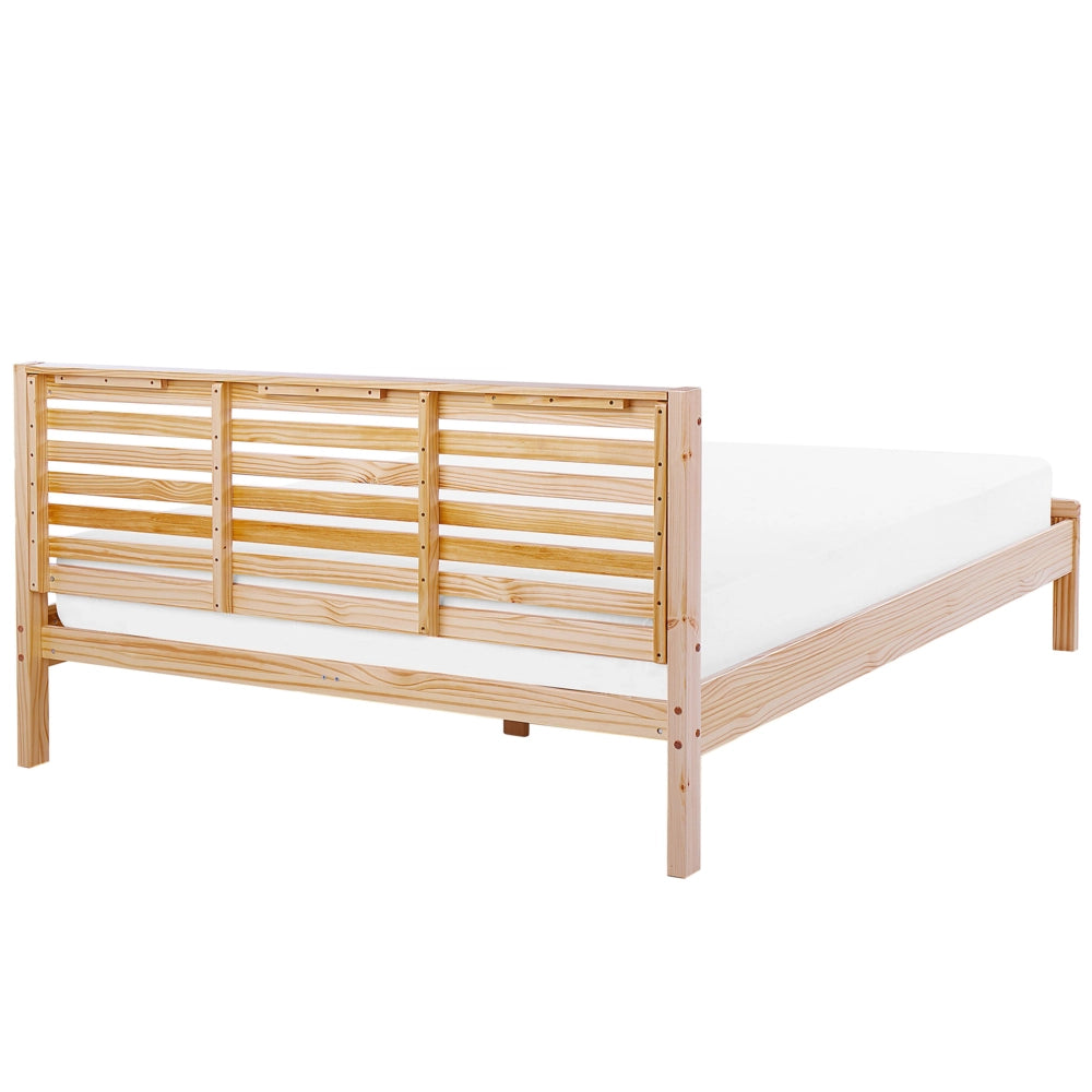 Letto in marrone chiaro 180 x 200 cm testiera letto a doghe