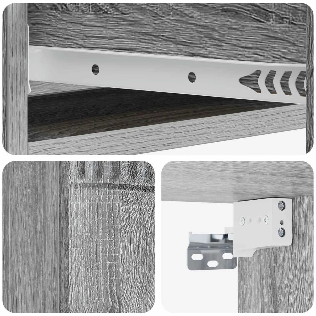 Tavolino da Parete Laterale Grigio Sonoma 87,5 x 34,5 x 17 cm