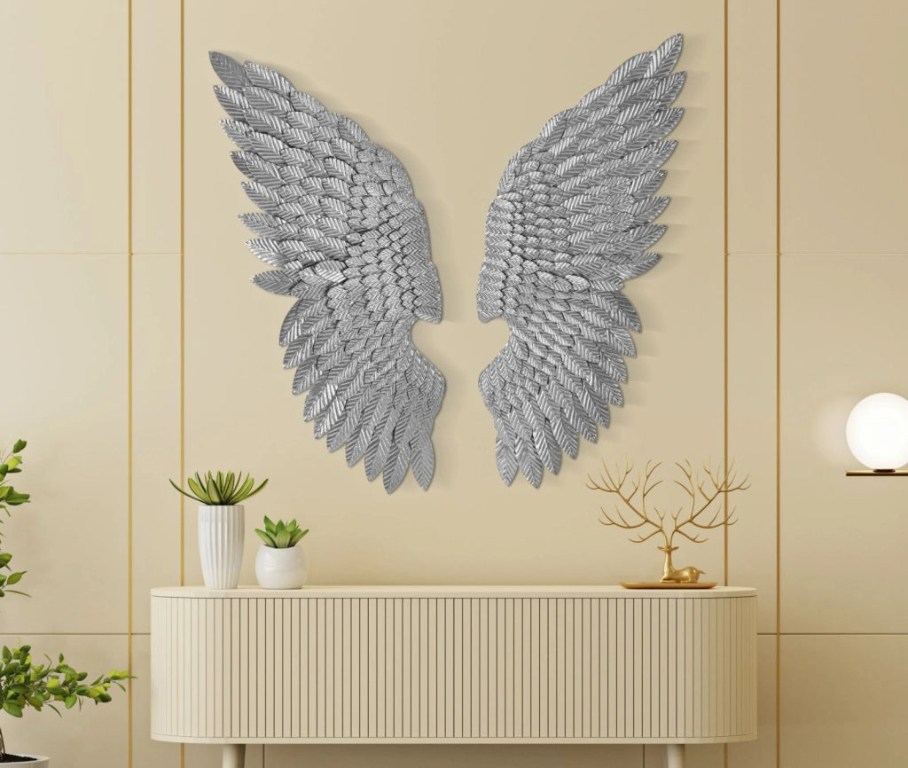Pannello Ali Beauty Coppia Silver 37,5x3x100 cm in Ferro Argento