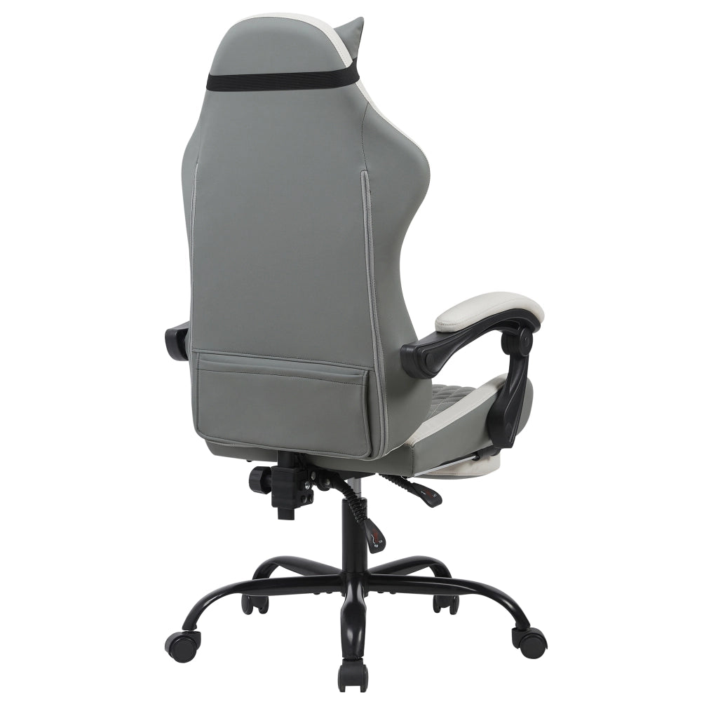 Sedia da ufficio ergonomica girevole con poggiapiedi e schienale reclinabile ruote silenziose in PVC verde polvere