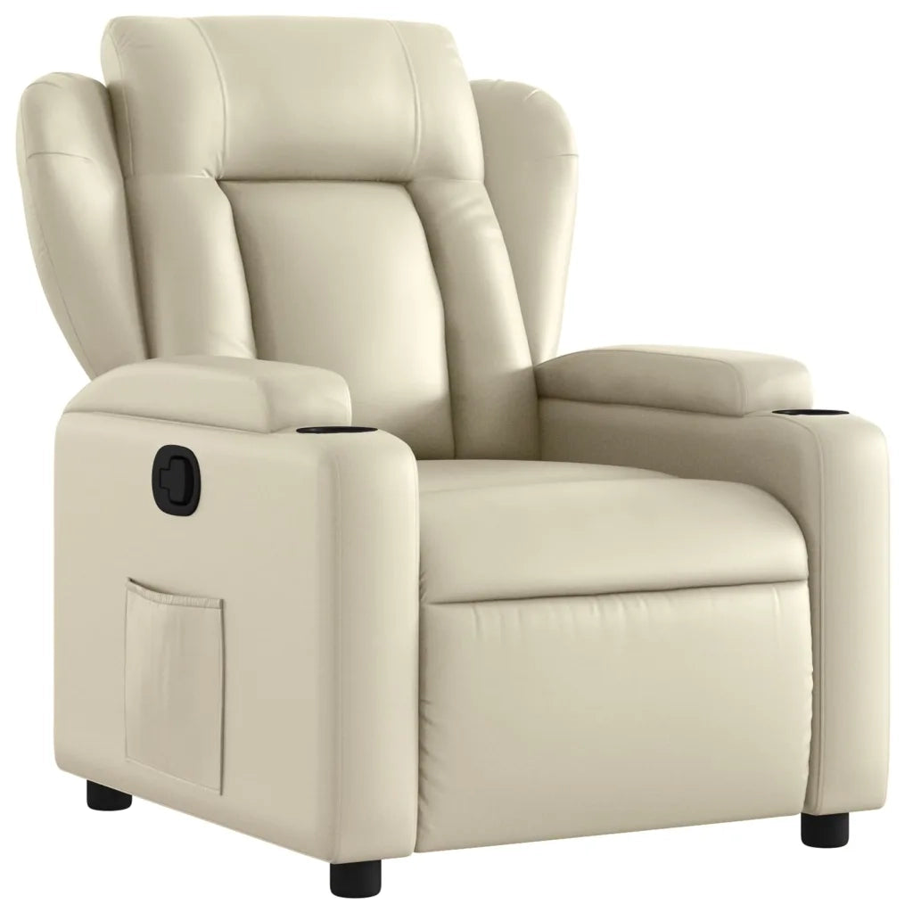 Divano Sedia-Poltrona Reclinabile Crema in Similpelle 990879