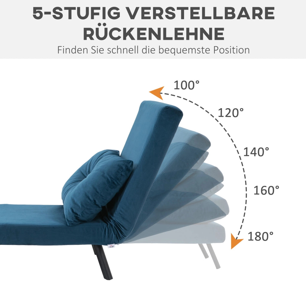 POLTRONA Letto reclinabile 63x73x81 cm Poliestere Blu con cuscino