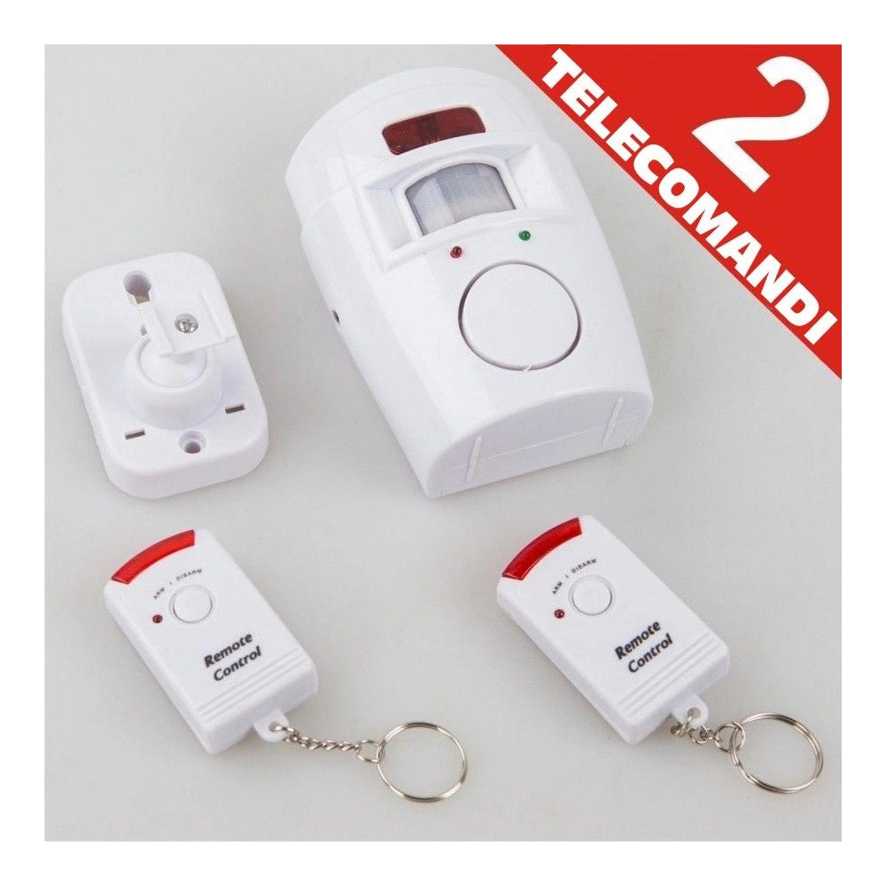 Trade Shop - Allarme Con Sensore Infrarossi 2 Telecomandi 105 Db Raggio 6 Metri Casa Ufficio -