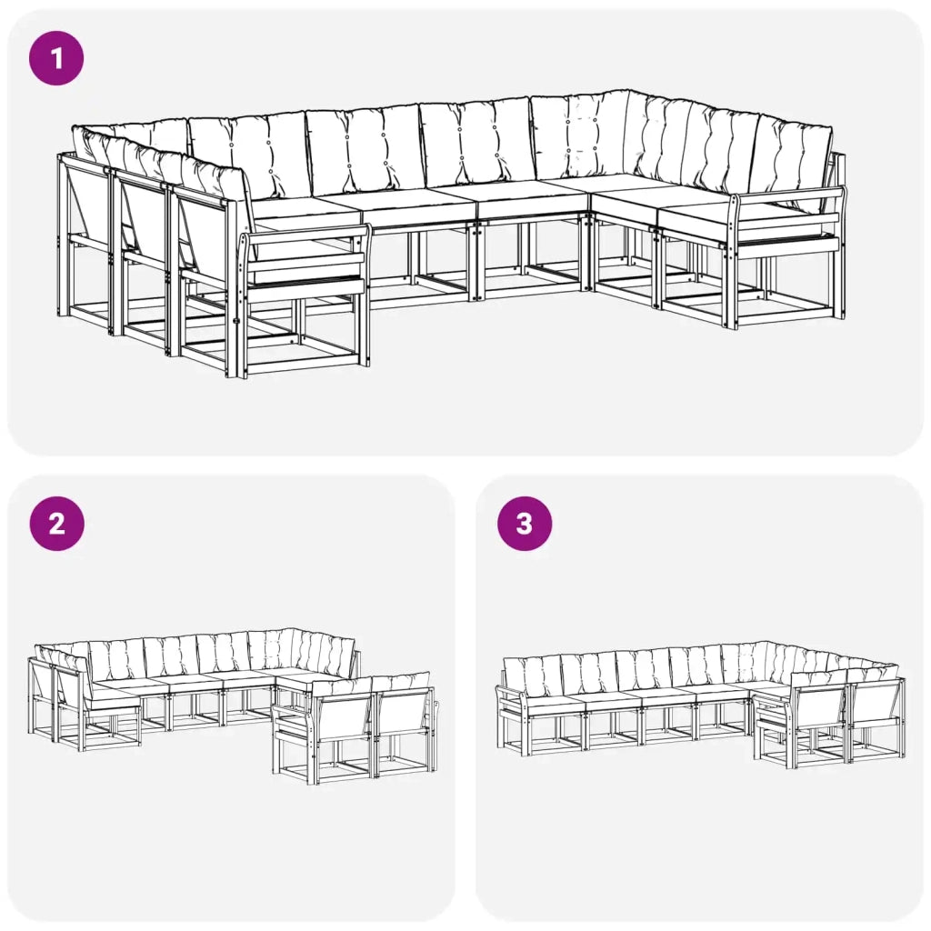 Set di divani da esterno con cuscino 9 pcs Bianco e Beige 3389863