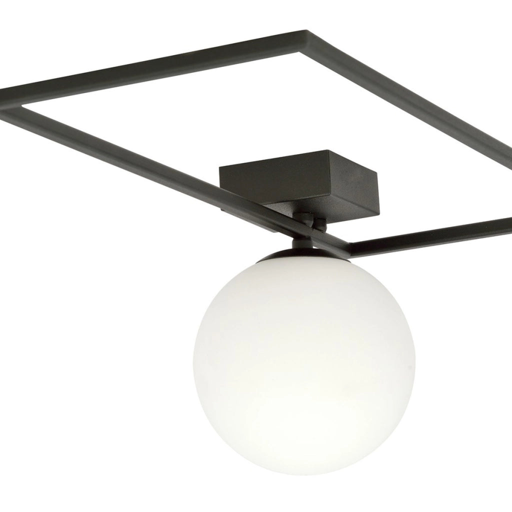 Lampada a parete IMAGO in acciaio nero opaco e vetro opale