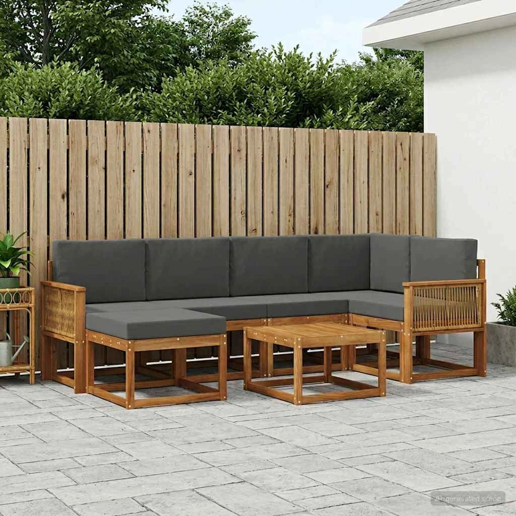 Set di divani da esterno 7 pz Naturale e Antracite 3385378