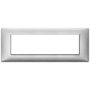 Placca vimar metallo modello plana 7 moduli argento metallizzato 14657.71