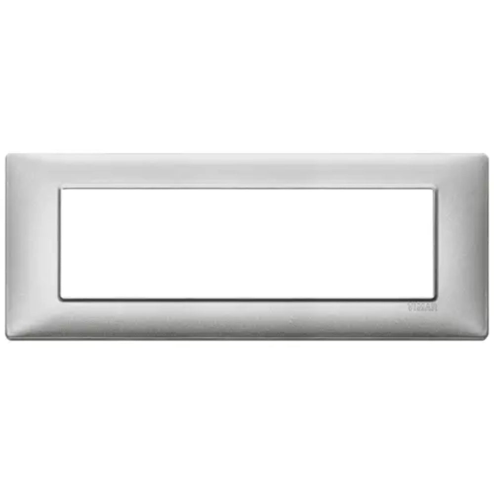 Placca vimar metallo modello plana 7 moduli argento metallizzato 14657.71