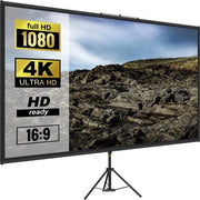 Schermo di proiezione - Schermo di proiezione portatile - Schermo di proiezione con stativo - Cinema domestico - 110 pollici - Portatile - Per uso interno ed esterno - W Stand 16:9 - 4K HD