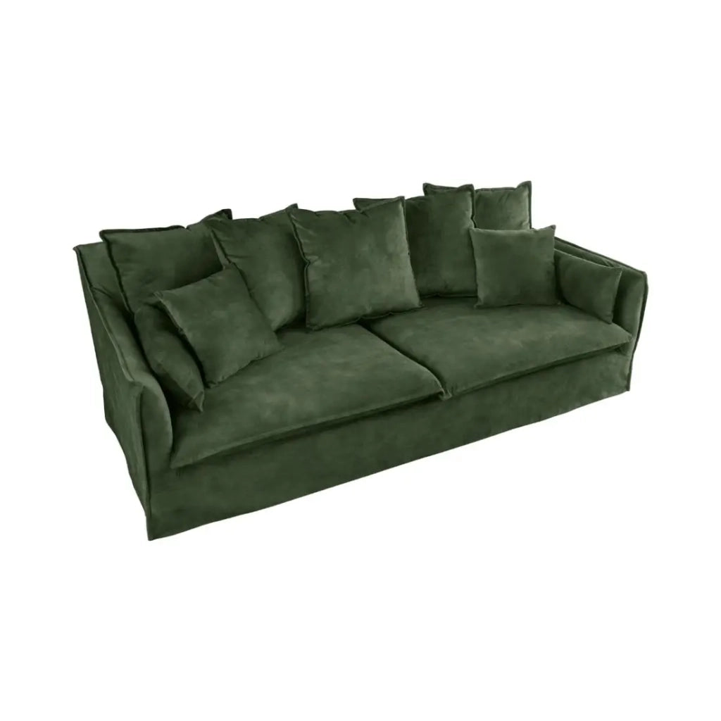 Divano KALIA destro - Velluto verde scuro - 3 posti - Stile contemporaneo