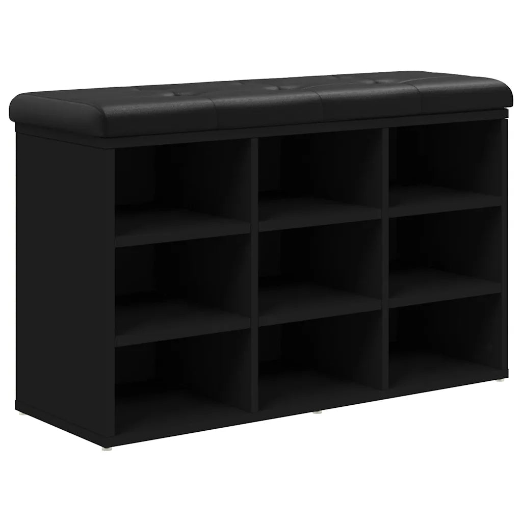 Panca Porta Scarpe Nera 82x32x50 cm in Legno Multistrato 835104