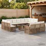 Set Divano da Giardino 14 pz Beige e Bianco Crema polyrattan 3436863