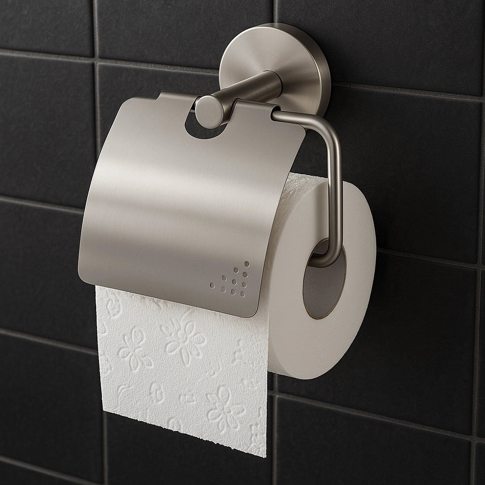 Trade Shop - Porta Rotolo Per Carta Igienica In Acciaio Satinato Accessori Arredo Bagno 87909 -