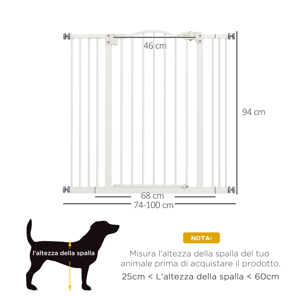Cancelletto per Cani Estensibile ¨C Zephmum ¨C Bianco, Metallo e Plastica, 74-100x94 cm