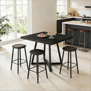 Tavolo quadrato industriale 80x80 cm in MDF e metallo nero per cucina, sala da pranzo o ufficio