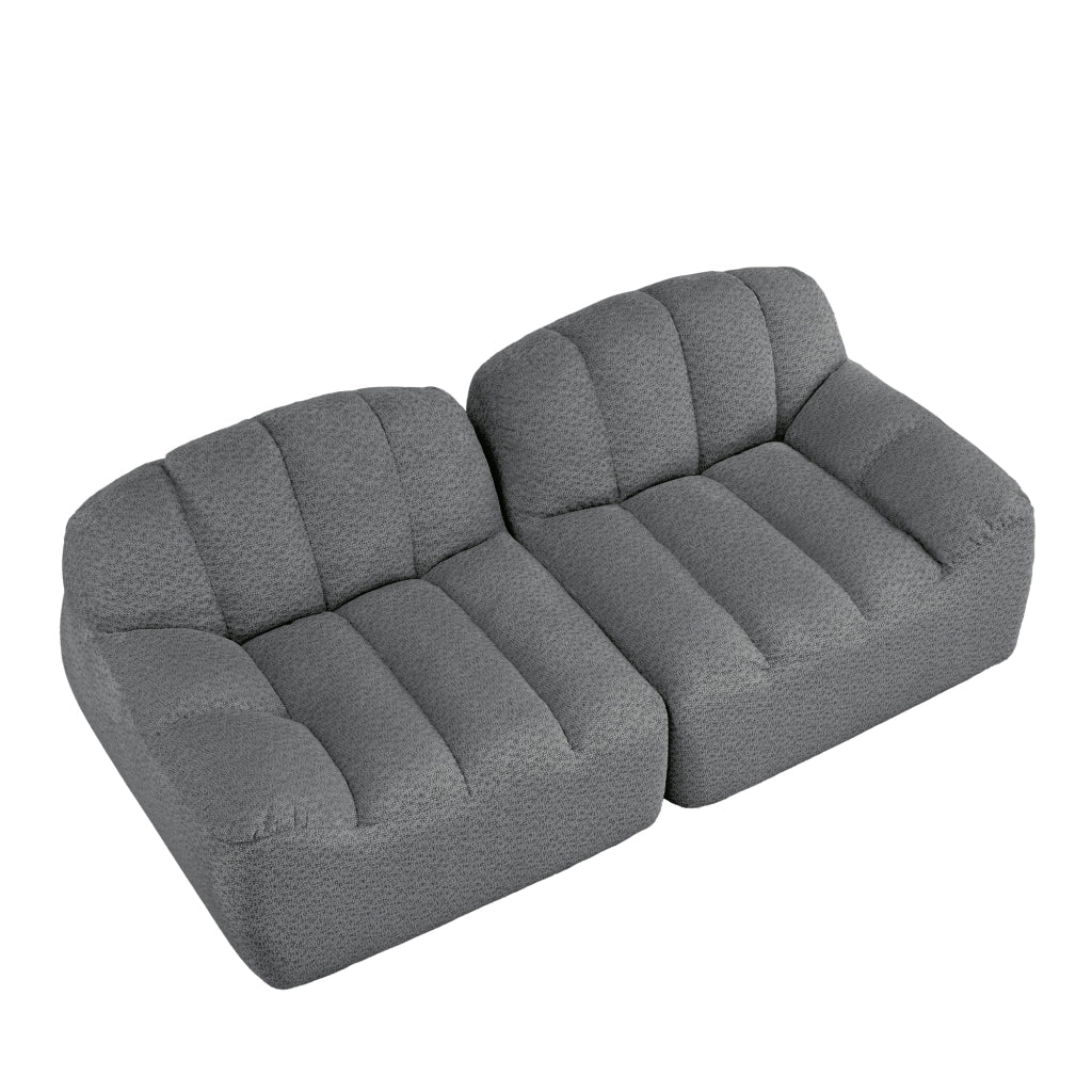 Divano Modulare 2 Posti Boneless ¨C MINIMAL ¨C Grigio, Morbido, Senza Montaggio