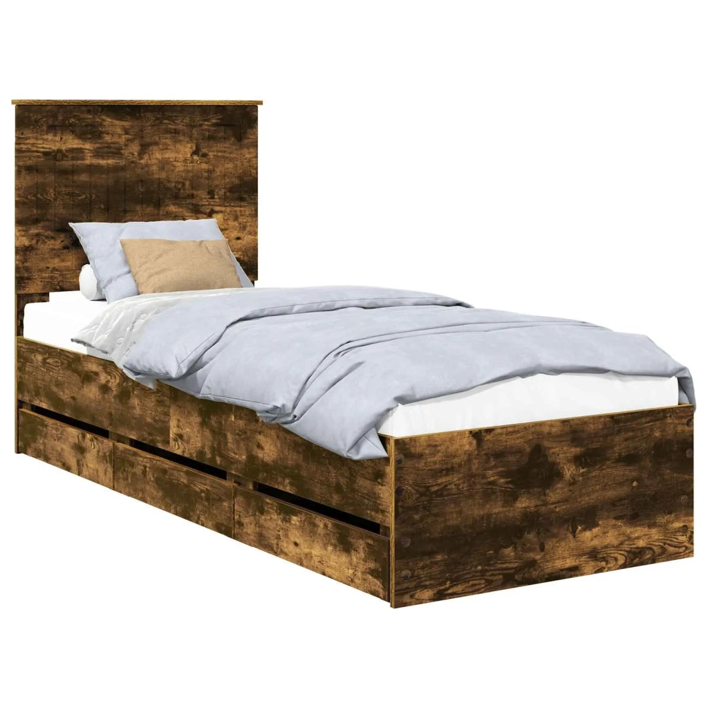 Struttura del letto con cassetto Rovere fumé 75 x 190 cm