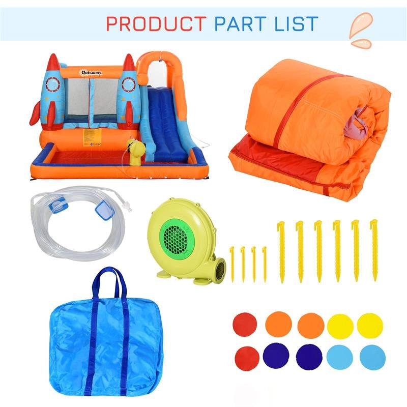 GIOCO GONFIABILE PER BAMBINI CON SCIVOLO TRAMPOLINO E POMPA ELETTRICA