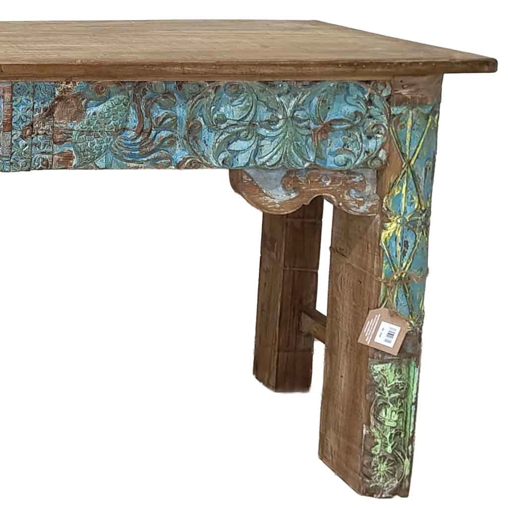 Consolle in legno con finitura artigianale marrone, 154x38x76h cm