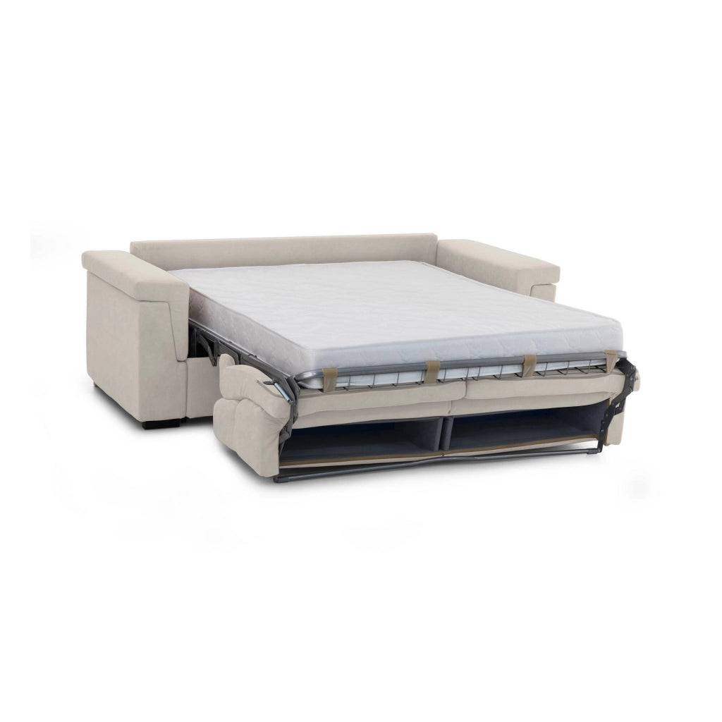 Brusasco, Divano Letto 2 Posti Sfoderabile Made in Italy, 205x95 cm Beige