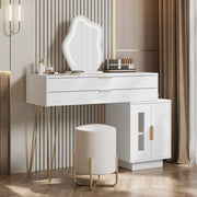 Tavolo da trucco bianco con specchio LED e cassetti capienti