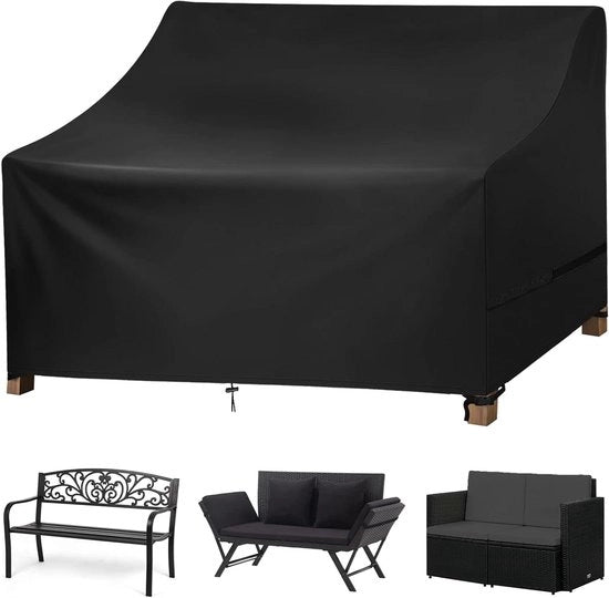 Copertura per banco da giardino 3 posti - Acqua e UV resistente - 1 pezzo - Nero - 600D tessuto Oxford - 134x70x65/94cm