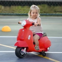Moto Elettrica per Bambini con Licenza Ufficiale Vespa Batteria 6V, Fari e Clacson, per Bimbi da 18-36 mesi, Rosso, 66.5x38x52cm