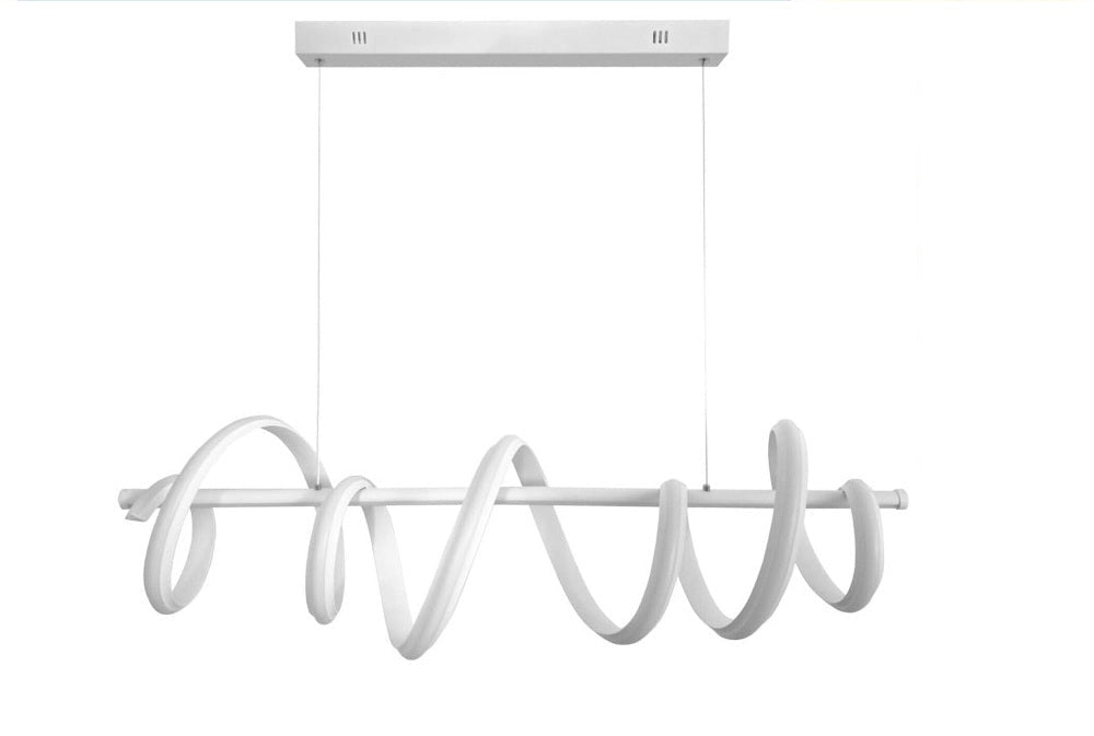 Lampadario LED Bianco a Sospensione Moderno a Spirale 60W 4800 Lumen – CCT Colore della luce selezionabile Calda, Fredda e Naturale – Fascio 300°