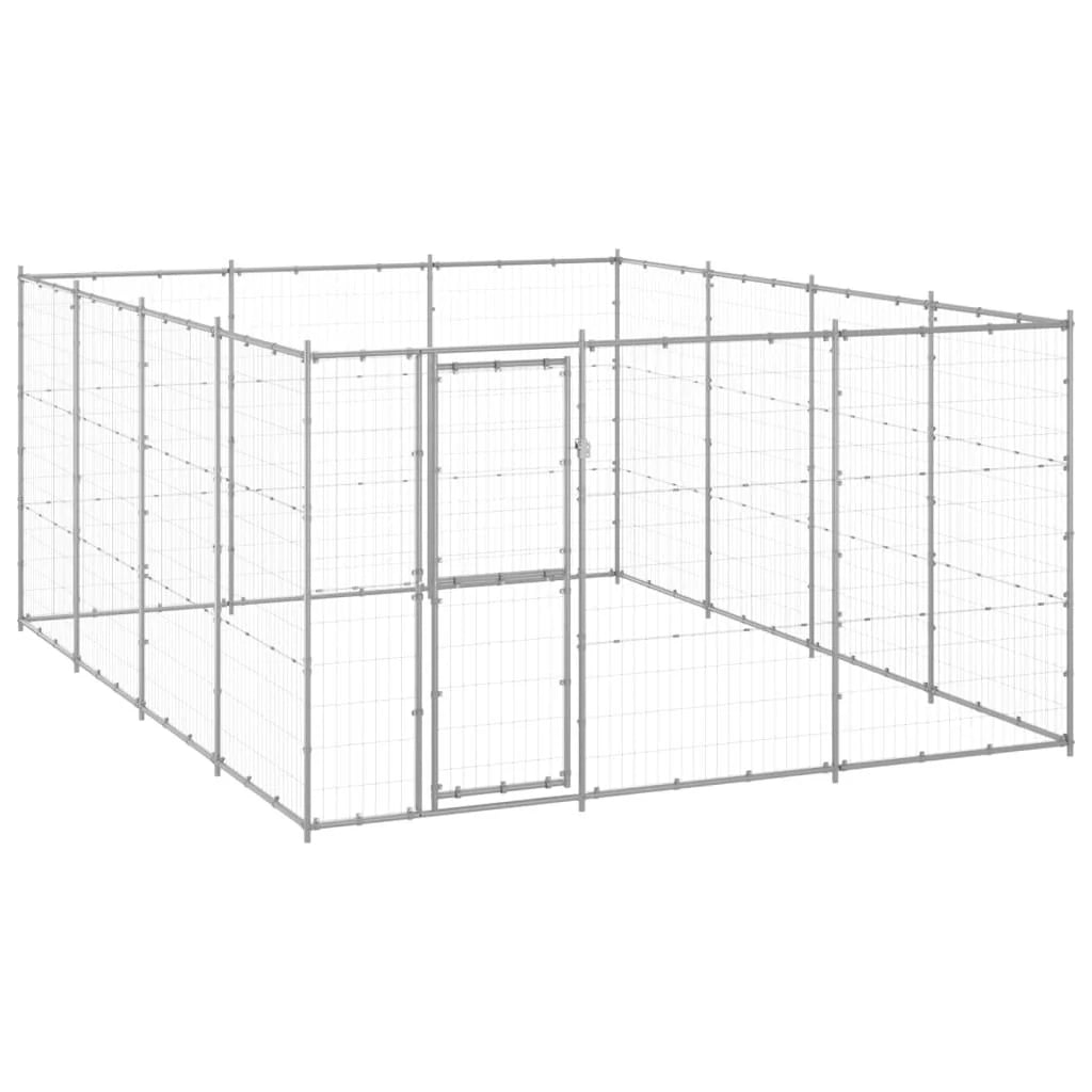Cuccia da esterno gabbia recinto per animali box per cani da esterno in acciaio zincato 14,52 m² 02_0000408
