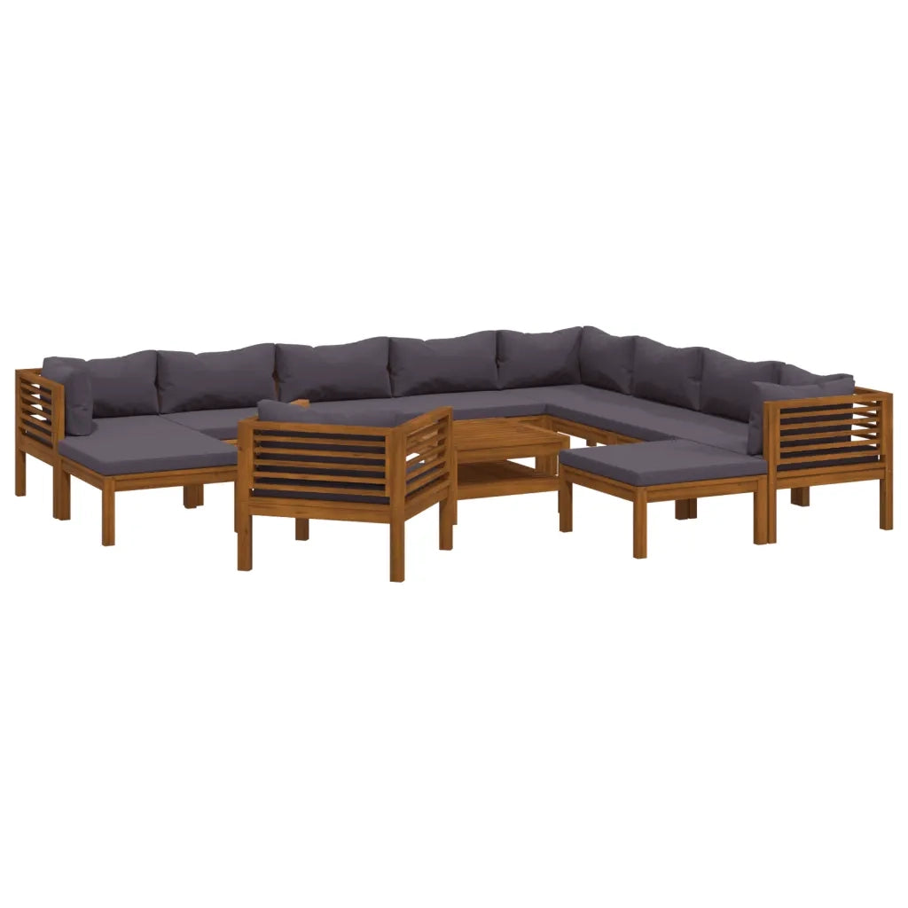 Set Divani da Giardino 12 pz con Cuscini in Massello di Acacia 3086911