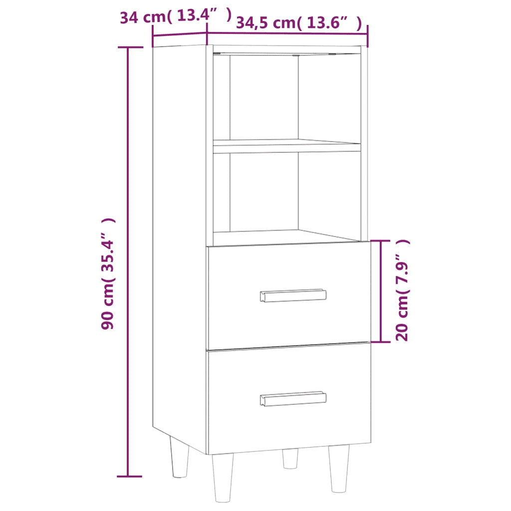Credenza | Madia | Buffet da pranzo | Armadio da pranzo Bianca 34,5x34x90 cm in Legno Multistrato
