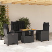 Set da Pranzo da Giardino 4 pz con Cuscini Nero in Polyrattan 3277396