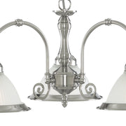 Lampadario Contemporaneo American Dinner Acciaio Argento Vetro 3 Luci E27