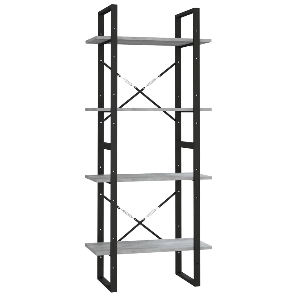 Libreria 4 Ripiani-Scaffale per Libri-Mobile di Stoccaggio Grigio Sonoma 60x30x140 cm Legno Multistrato