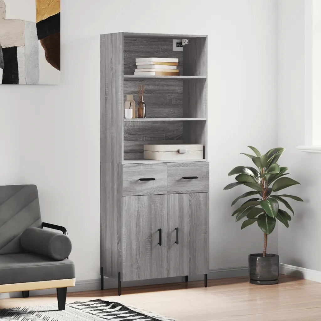 Credenza-Buffet-Armadio da cucina Grigio Sonoma 69,5x34x180 cm in Legno Multistrato 927200