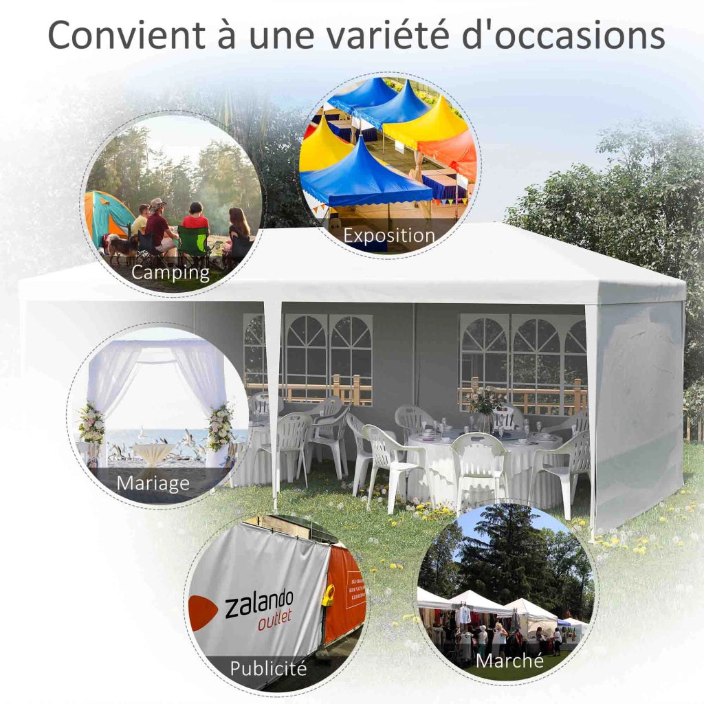 Tenda da giardino per feste e matrimoni ¨C zephmum ¨C 6x3m bianco con finestre