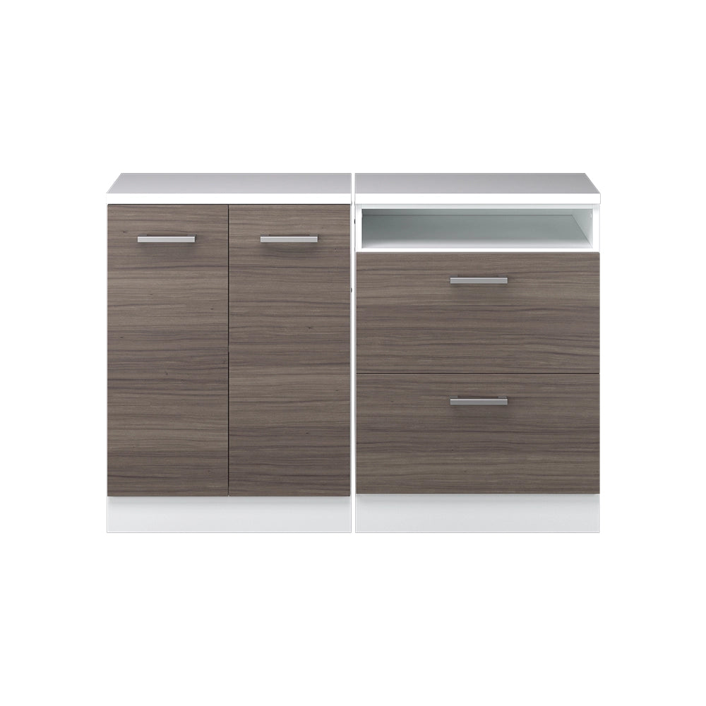 Set di mobili sottotetto Rion Grigio nobile/Bianco 120 cm Set di 2 carcasse armadio profondità 60 cm Vicco