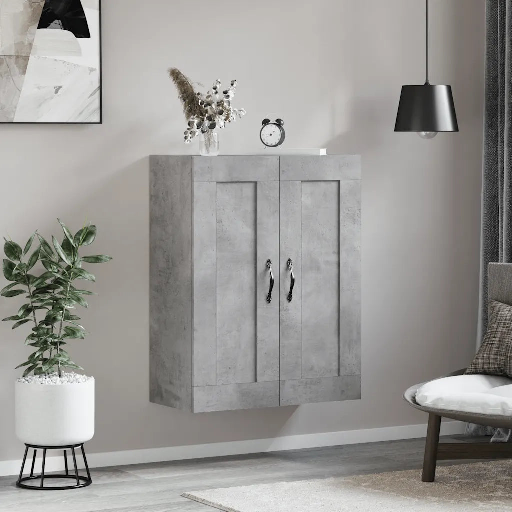 Mobile a Parete Grigio Cemento 69,5x34x90 cm Legno Multistrato 830376