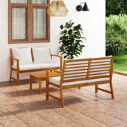 Set Divani da Giardino 3 pz con Cuscini in Massello di Acacia 3057788