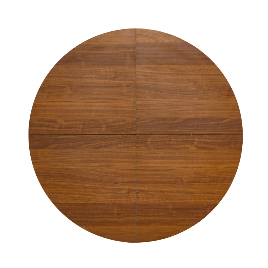 TAVOLO ROTONDO 107 cm con doppio ripiano, MDF effetto noce, metallo nero