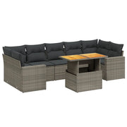 Set Divano da Giardino 8 pz con Cuscini Grigio in Polyrattan