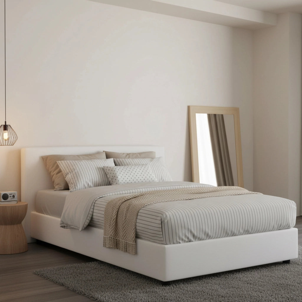Aftis, Letto Piazza e Mezza Materasso Incluso Made in Italy, Bianco