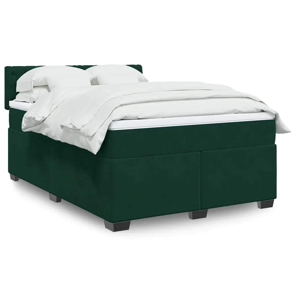 vidaXL Giroletto a Molle con Materasso Verde Scuro 140x190 cm Velluto