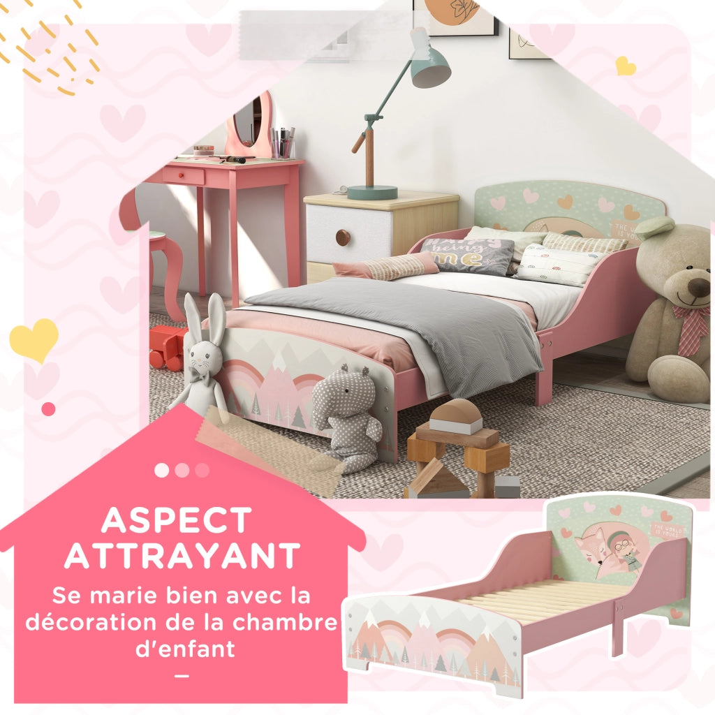 Letto per Bambino con Barriere di Sicurezza ¨C Zephmum ¨C 77x143x60 cm Rosa